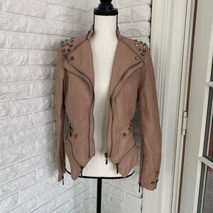RARE TCBC Punk Pink Studded Faux Leather Jacket